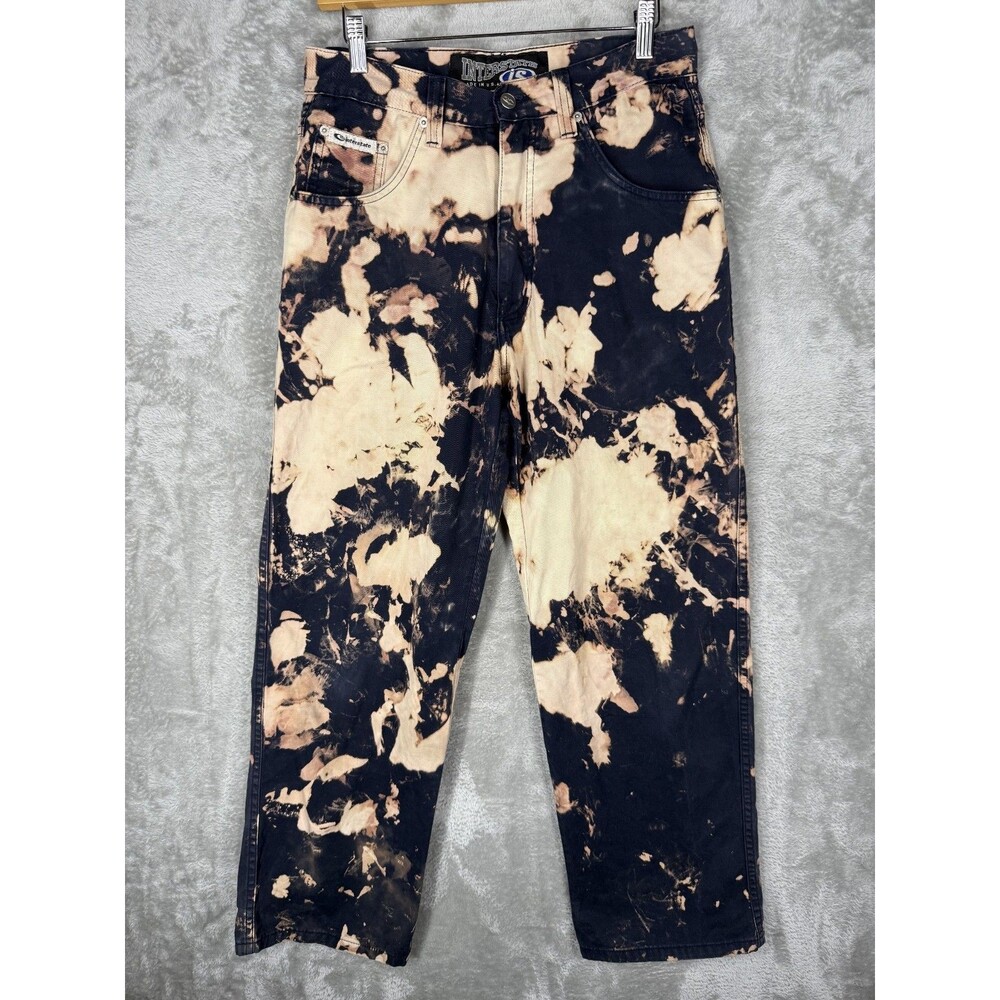 Vtg 90s Interstate Pants Mens 30 x 29.5 Baggy Skater Grunge USA Made Bleached IS